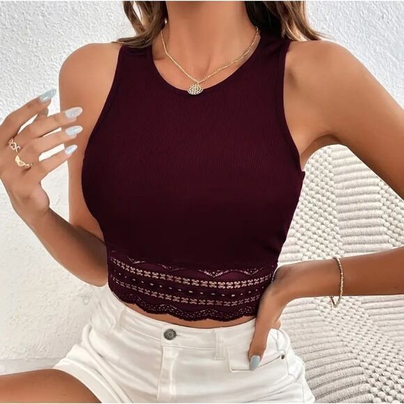 Elegant laced front crop top sz Large - Picture 2 of 5